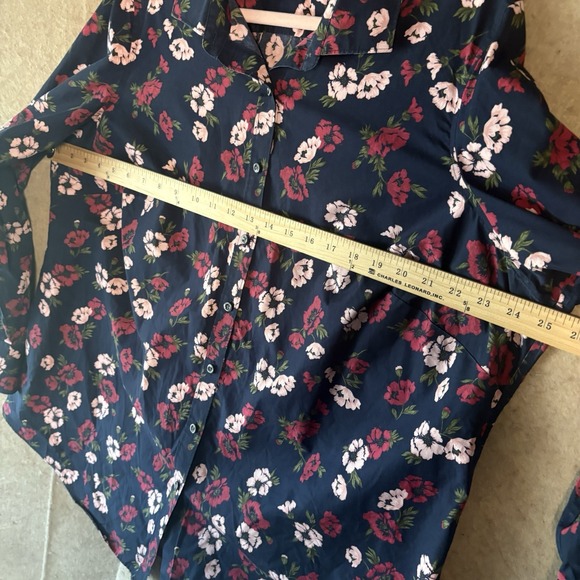 Lands End No Iron Supima Blouse Womens Sz 22W Blue Floral Lightweight Classic - Picture 7 of 7